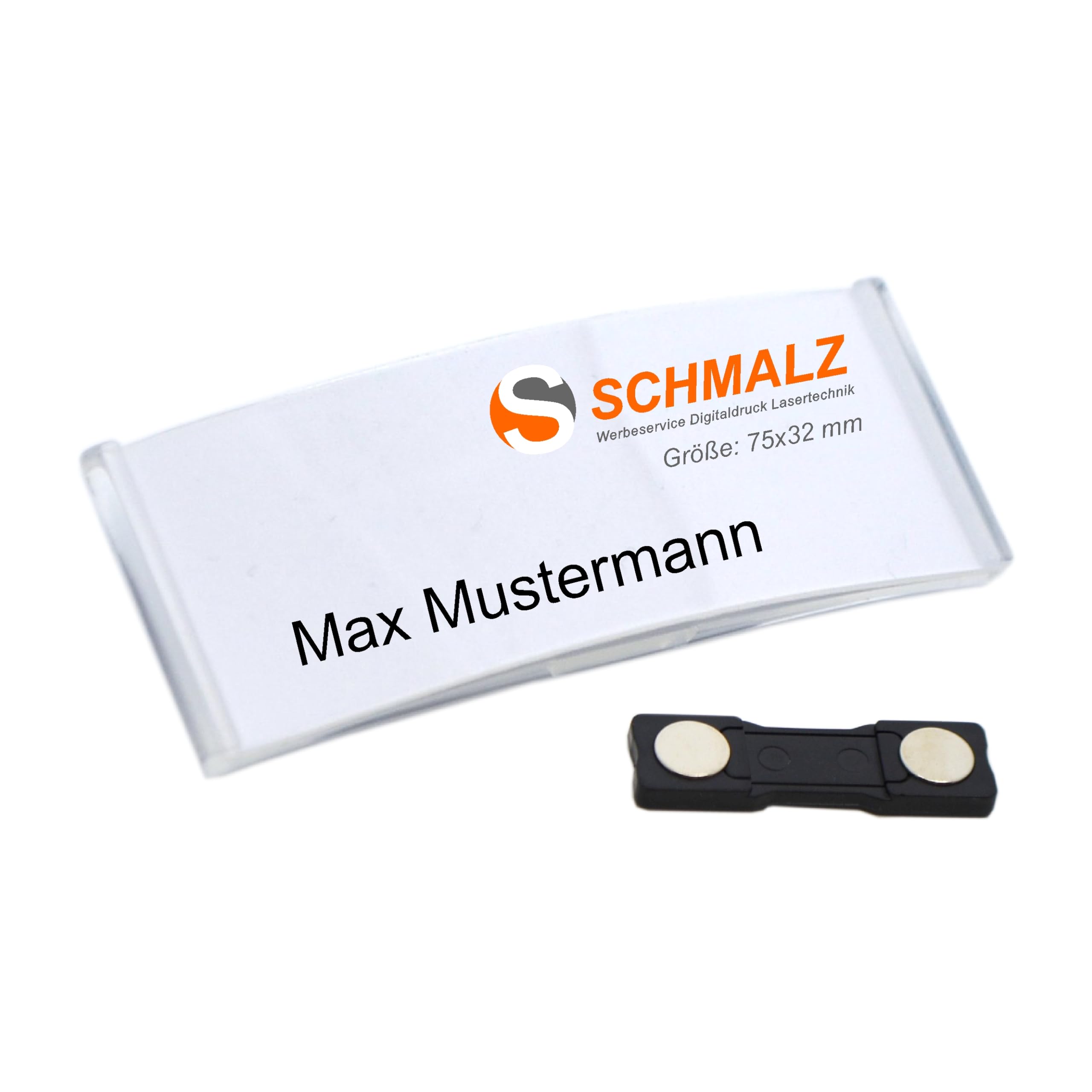 Schmalz® Gewölbtes Kunststoff Namensschild 75x30mm trendige Farben ABS-Kunststoff mit Magnet für die Kleidung (blau, 10 Stück)