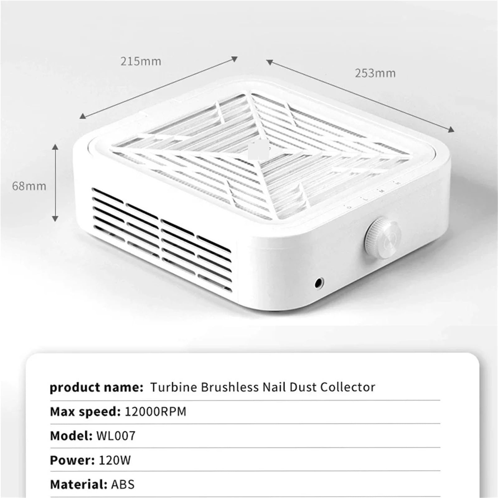 Aspirador Uñas, Aspiradora de uñas sin escobillas de 120 W con potente succión for manicura y filtro extraíble, velocidad ajustable.