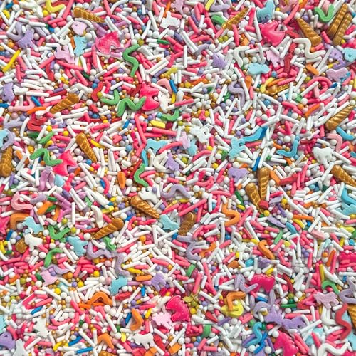 Image of Fancy Sprinkles Unicorn Fantasy Sprinkles | Pink, Purple & White Jimmies with Gold Unicorn Horns | Cake, Cupcake & Cookie Decorating | Girls Birthday & Party | 1 Pack (0.5c)