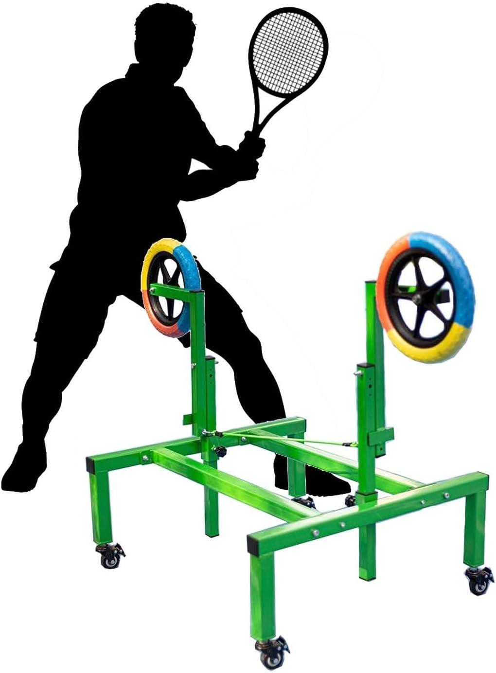 Adjustable Rolling Tennis Trainer with Wheel, Self Tennis Training Equipment for Topspin, Adult Training Tool for Swing Backhand