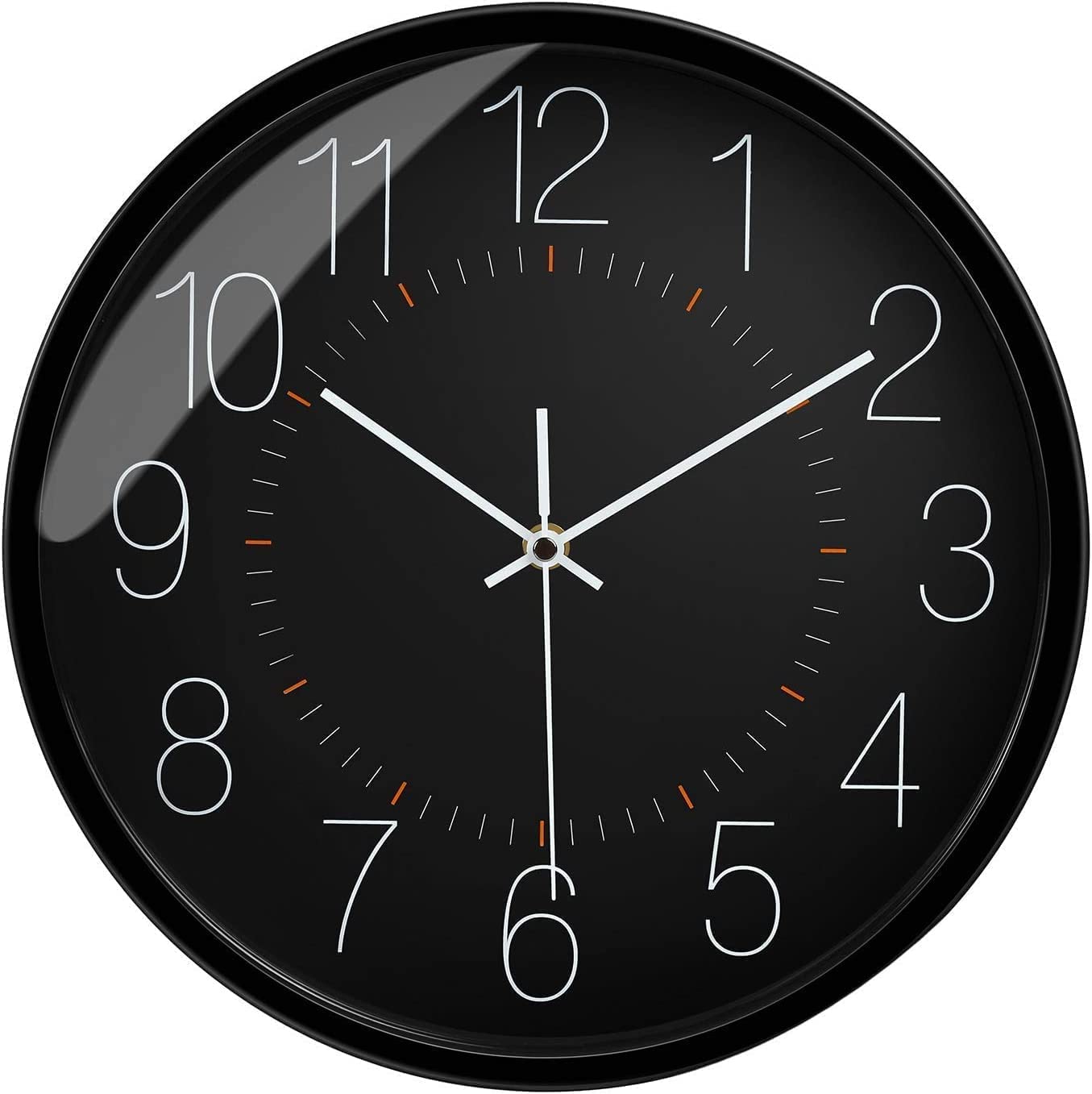 TEKCOOL Wall Clock 12" Silent Quartz Decorative Wall Clock Non-Ticking Classic Digital Clock Battery Operated Round Easy to Read Handheld Complete Home/Kitchen/Bedroom(427).