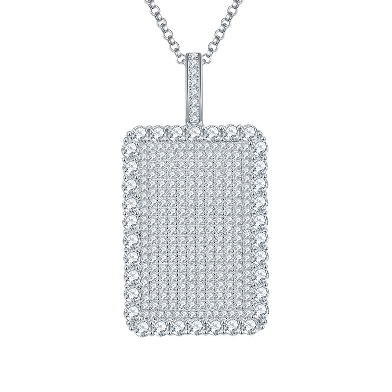 Collane in Argento Sterling 925 Donna,Collana Catene Rettangolo Tag Catena Collana Argento Donna