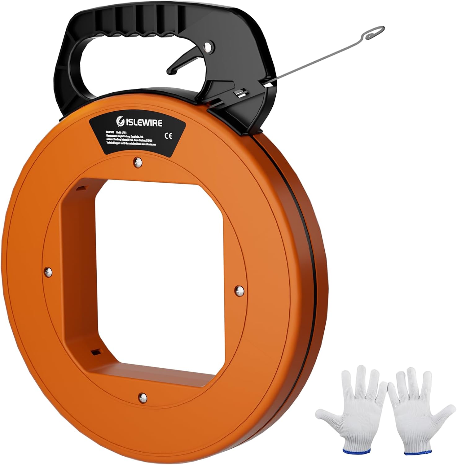 240 ft Electrical Fish Tape, 1/8-Inch Steel Wire Puller with Formed Hook, Easy-to-Use Cable Puller Tool with Ergonomic Handle & Durable Housing for Walls and Electrical Conduit