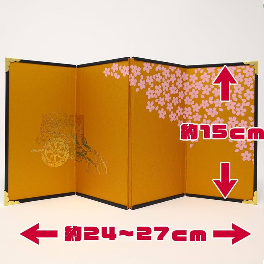 Amazon.co.jp: ミニ屏風 4曲屏風＃5－彩箔 御所車／高さ15cm : おもちゃ