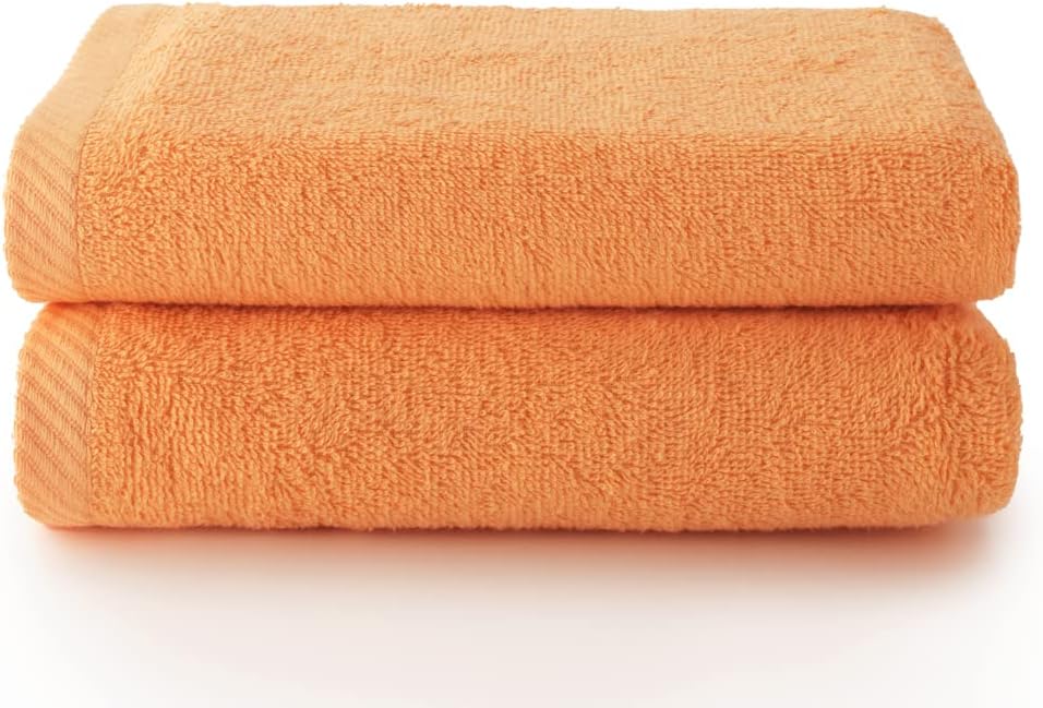 Top Towel - Plus - Large bath towels - Bath towels - 2 face towels or bidet - 30x50cm - 100% cotton - Papaya