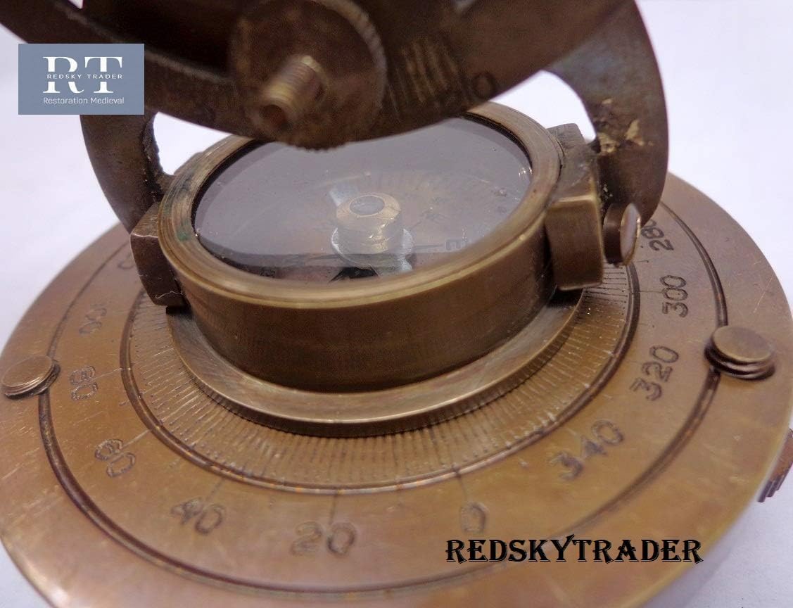 Brass Alidade Decorative Telescope 4" with Base Compass Nautical Gifts (5 inch)