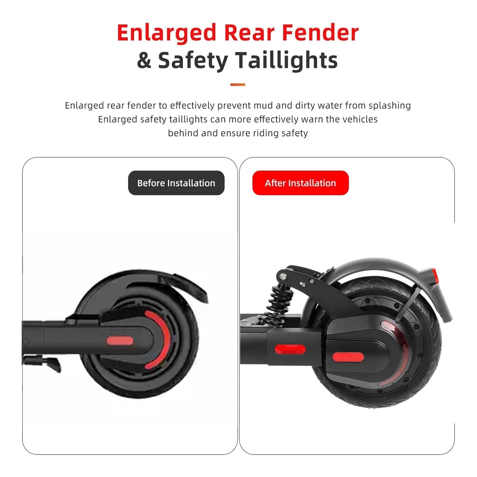 Amortisseur arrière de Scooter avec kit de feu arrière de Garde-Boue, Compatible avec Les pièces d'accessoires de Suspension arrière améliorées Kuickwheel S1-C/S1-C Pro