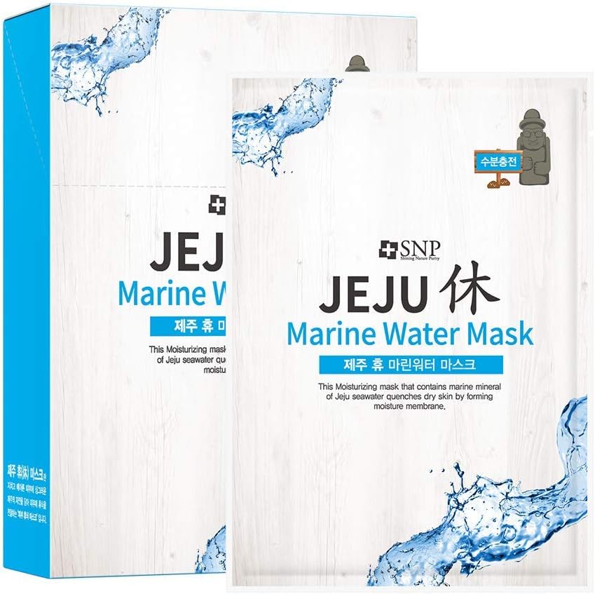SNP - Jeju Rest Marine Water Korean Face Sheet Mask - Intensive Moisture for Extremely Dry & Sensitive Skin - 10 Sheets Beauty Facial Masks Skincare for Women and Men
