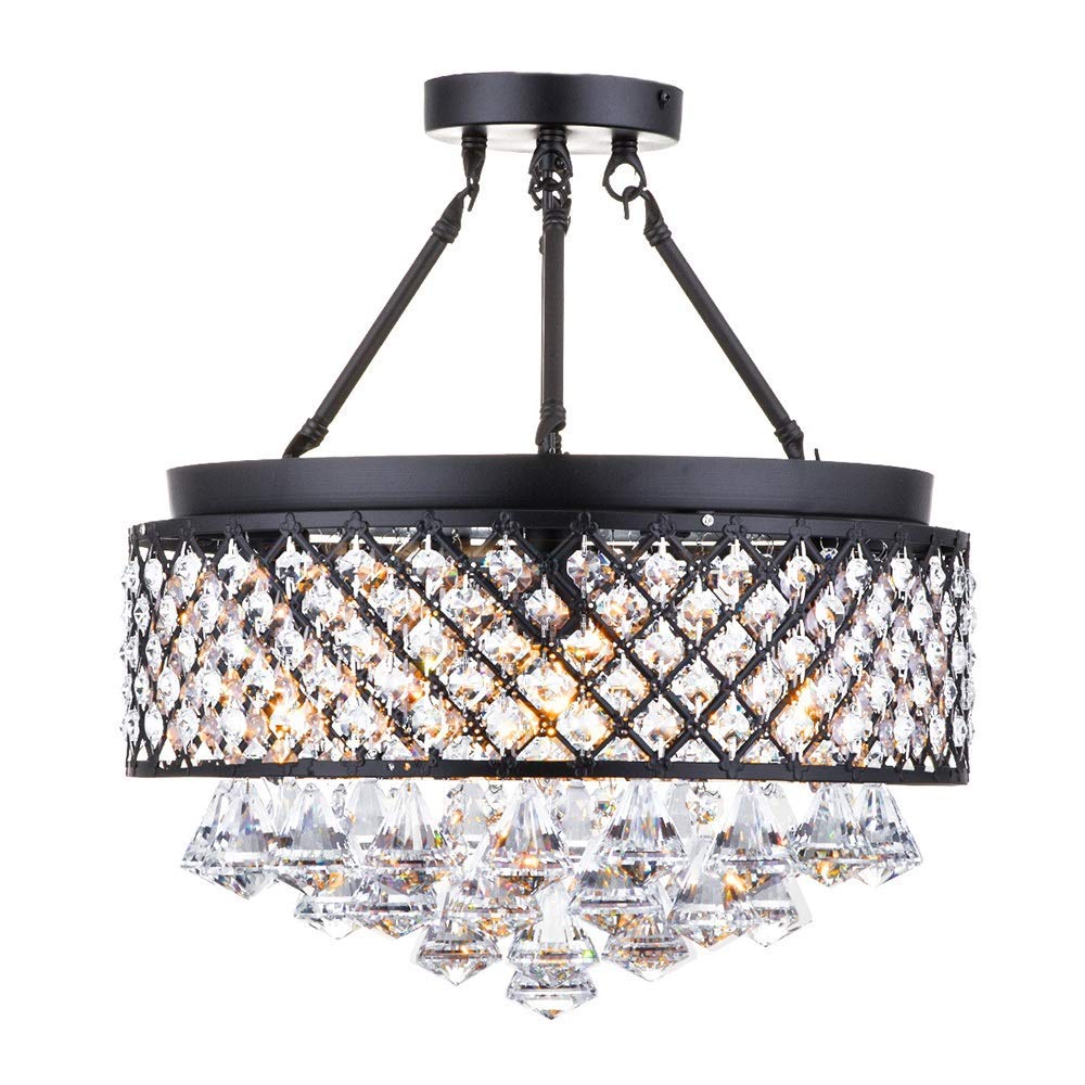 Plafonnier cristal compact lustre 4 lampes pour couloir sombre - 6
