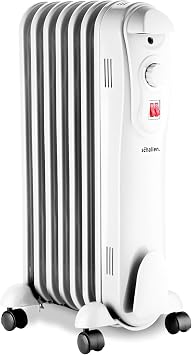 Schallen Portable Electric Slim Oil Filled Radiator Heater with Adjustable Temperature Thermostat, 3 Heat Settings & Safety Cut Off 1500W | 7 Fin