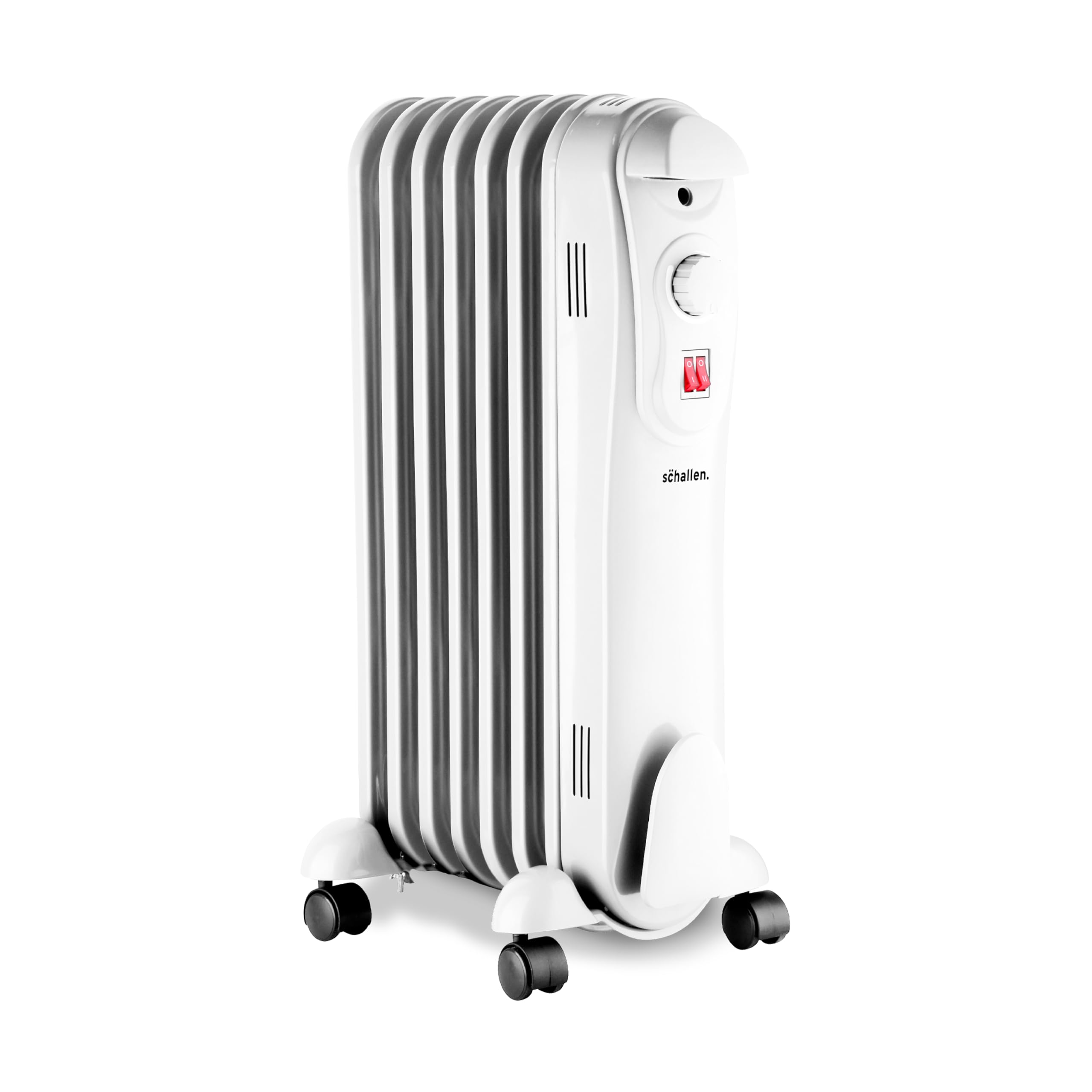 Schallen Portable Electric Slim Oil Filled Radiator Heater for Home and Office Use with Adjustable Temperature Thermostat, 3 Heat Settings & Safety Cut Off (White, 1500W | 7 Fin)
