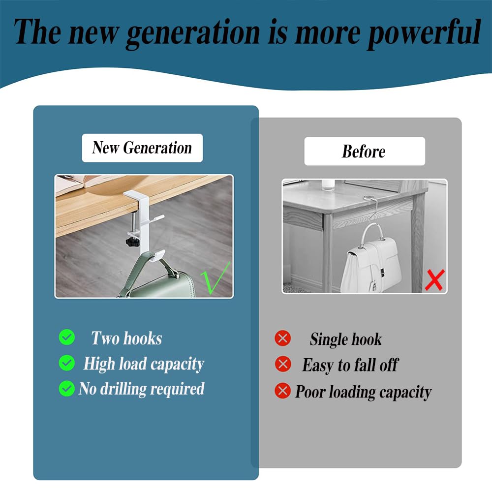 Desk Edge Hook Adjustable Clamp On Under Desk Headphone Hanger Gaming Headset Backpack Hook Storage Purse Holder Punch Free 1pcs I203163900