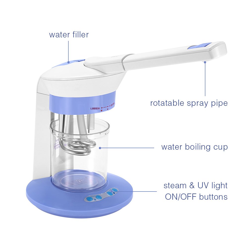 Vaporizzatore facciale all'ozono, spruzzatore ionico 2 in 1, vapore aromaterapico per sauna facciale, spruzzatore micro-nano SPA per pulizia idratante viso, per uso personale a casa(EU)