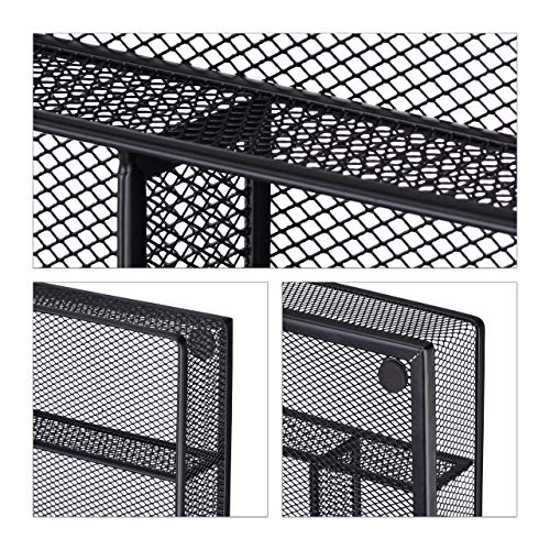 Relaxdays Large Metal Mesh Cutlery Tray, Open Drawer Organizer Insert, L, HWD: 5.1 x 28.6 x 40.6 cm, Black - Image 6