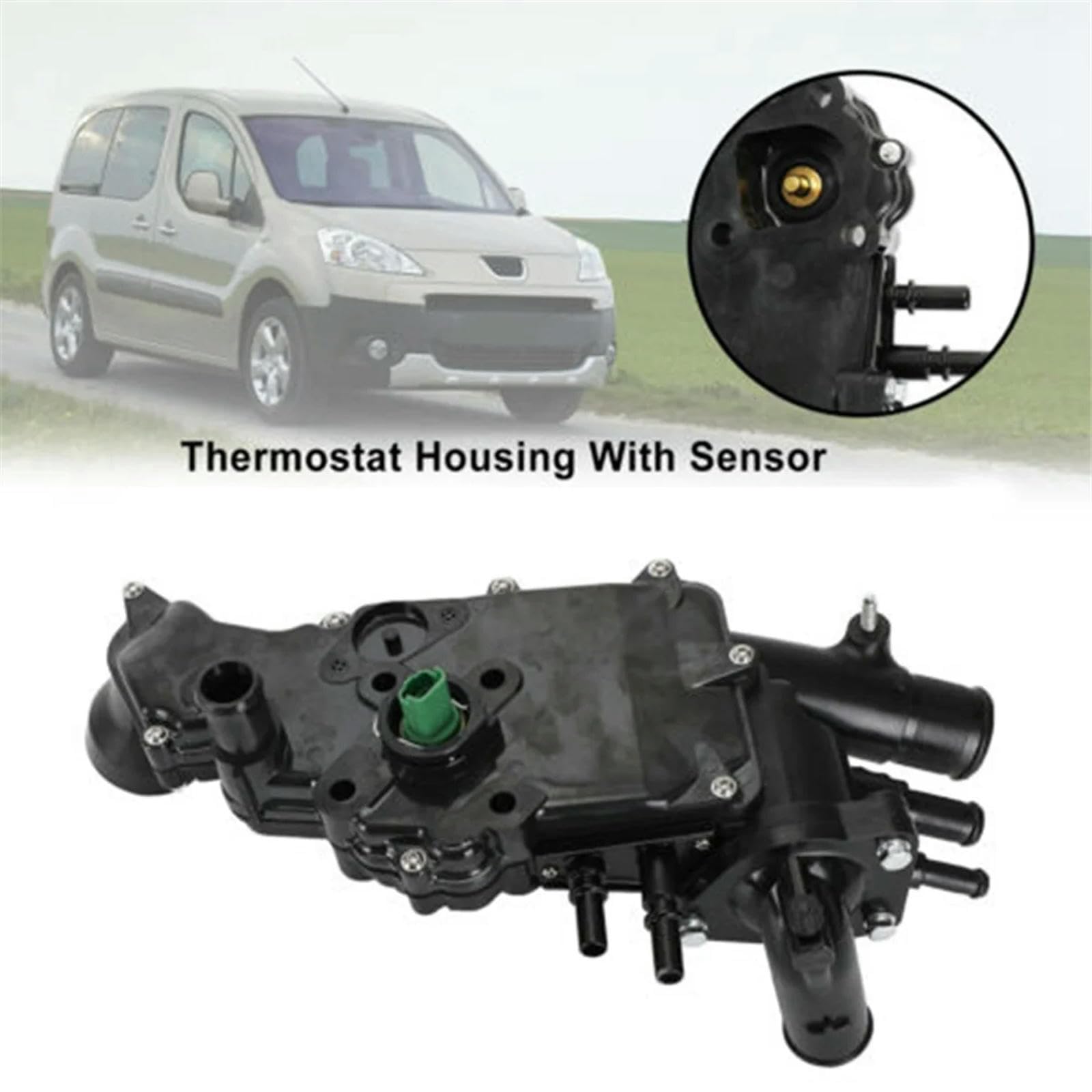 Termostato para automóvil, Carcasa del termostato del refrigerante del Motor para Peugeot 307 406 607 Partner Origin 5 Box 1336S4 9643211880
