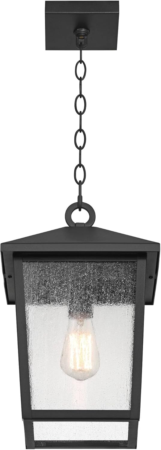 John Timberland Westmont 15 3/4" High Modern Marine Grade Outdoor Pendant Light Fixture Ceiling Porch House Exterior Outside Lantern Hanging Weatherproof Sand Black Aluminum Seeded Glass Shade
