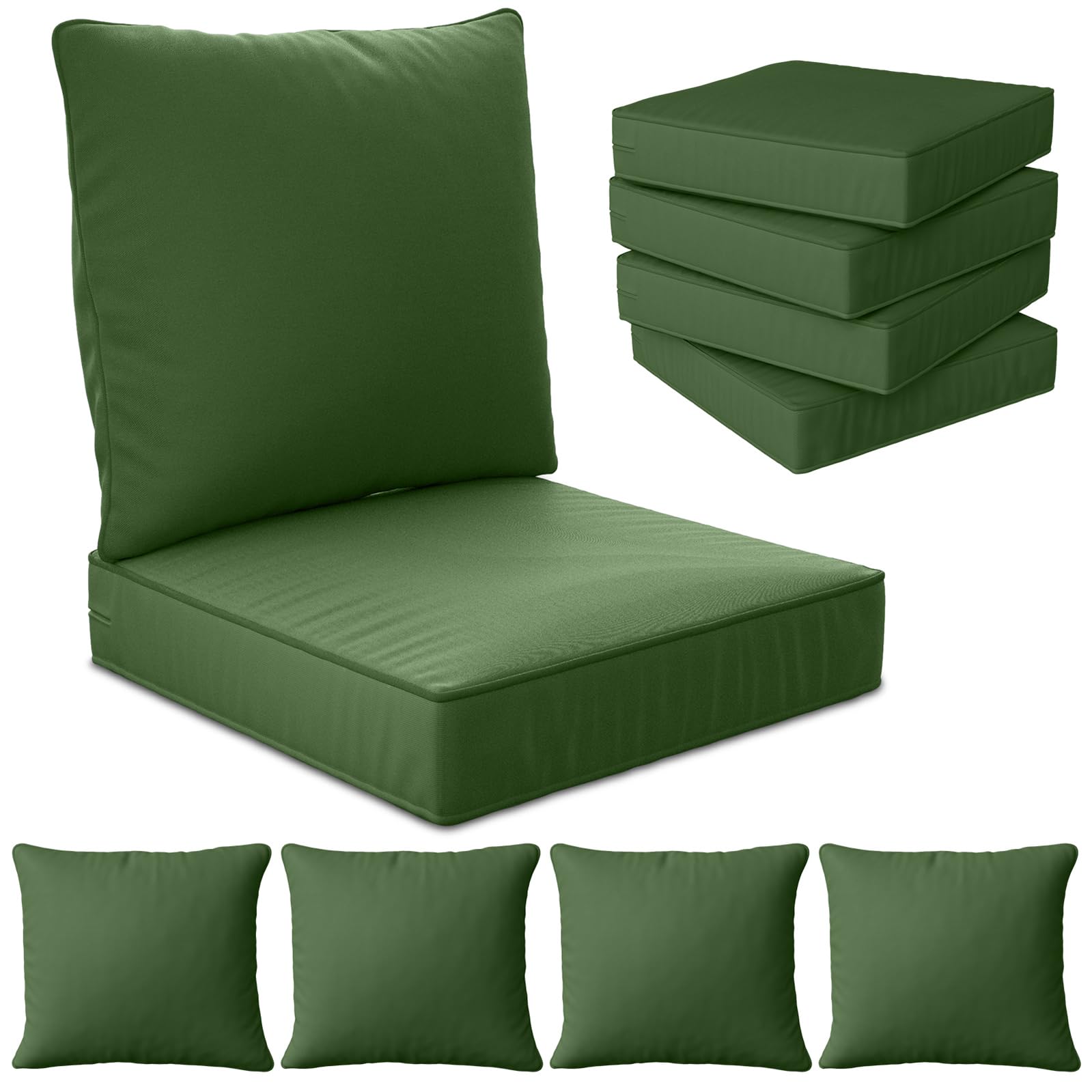 24" x 24" x 6" Outdoor Deep Seat Cushions Set - 4 Set Waterproof & Fade Resistant Patio Furniture Replacement Cushions, Non-Slip Outdoor Cushions Fit
