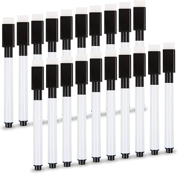 SULOLI 20Pcs Black Magnetic Dry Erase Markers, Small Dry erase Markers Fine Point Tip WhiteBoard Markers for Kids Teachers Office School Supplies
