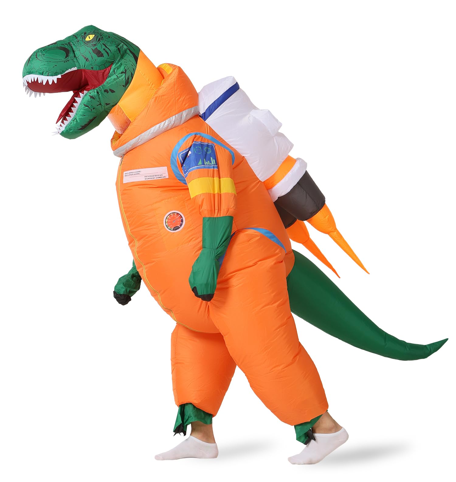 GOPRIME Disfraz inflable de astronauta de dinosaurio, traje espacial T Rex, talla para adulto