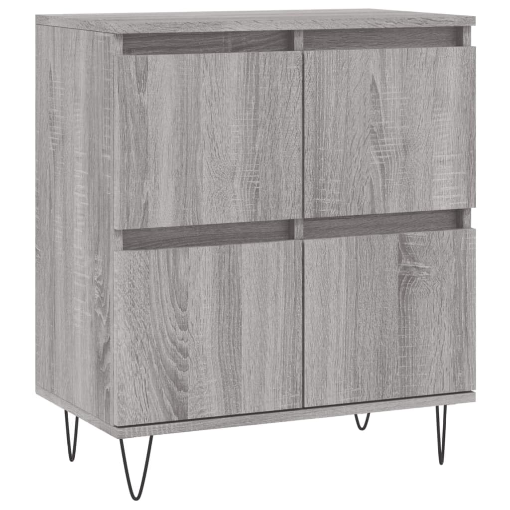 Buffet Salon et Salle à Manger, Enfilade Style Classique 2 Pièces, Meuble de Rangement en Bois d'Ingénierie et Métal, 120 x 35 x 70 cm, Couleur Sonoma Gris
