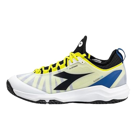 Diadora Men's Speed Blushield Fly 4+ All Ground Tennis Shoe (White/Black/Deja Vu Blue, 10)
