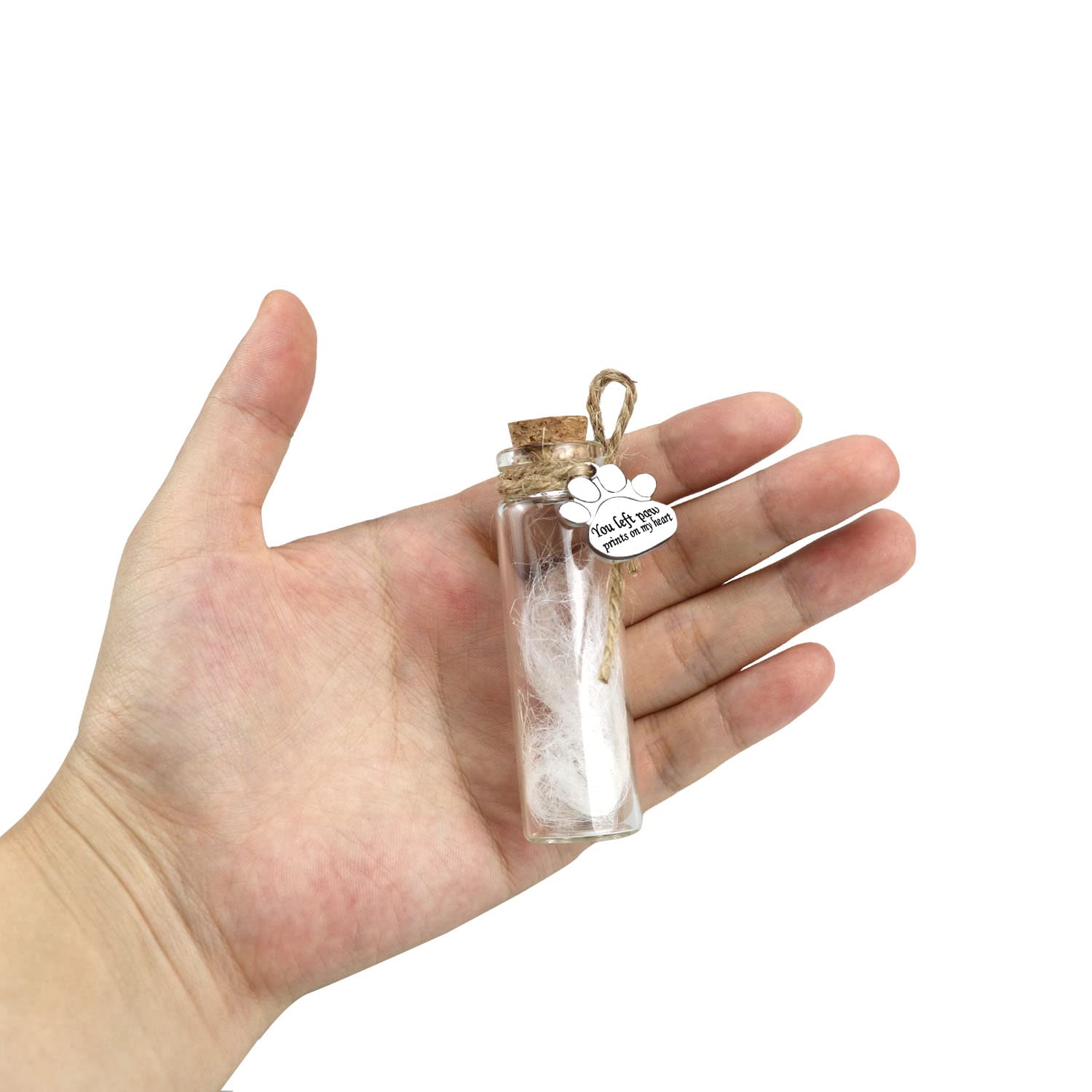 free-space Bottiglia commemorativa per peli di Animali Domestici, fiala di Vetro per Cenere o Capelli Cane o Gatto ricordo Regalo per la Perdita di Animali Domestici (2pcs Bottle)