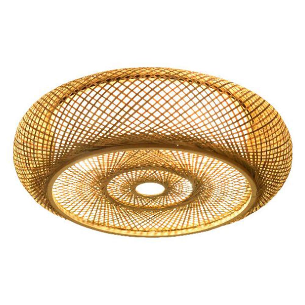 Plafoniera in bambù Lampada a sospensione in rattan naturale Lampada da soffitto fatta a mano Paralume Lampadario E27 Illuminazione Camera da letto Soggiorno Caffetteria Bar Studio Ufficio,50cm