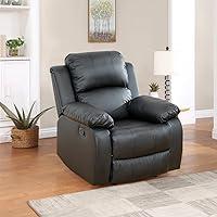 Vista 31 de Juego de sofá reclinable manual de cuero, juego de sofá reclinable negro, juego de muebles de sala de estar, sofá biplaza reclinable