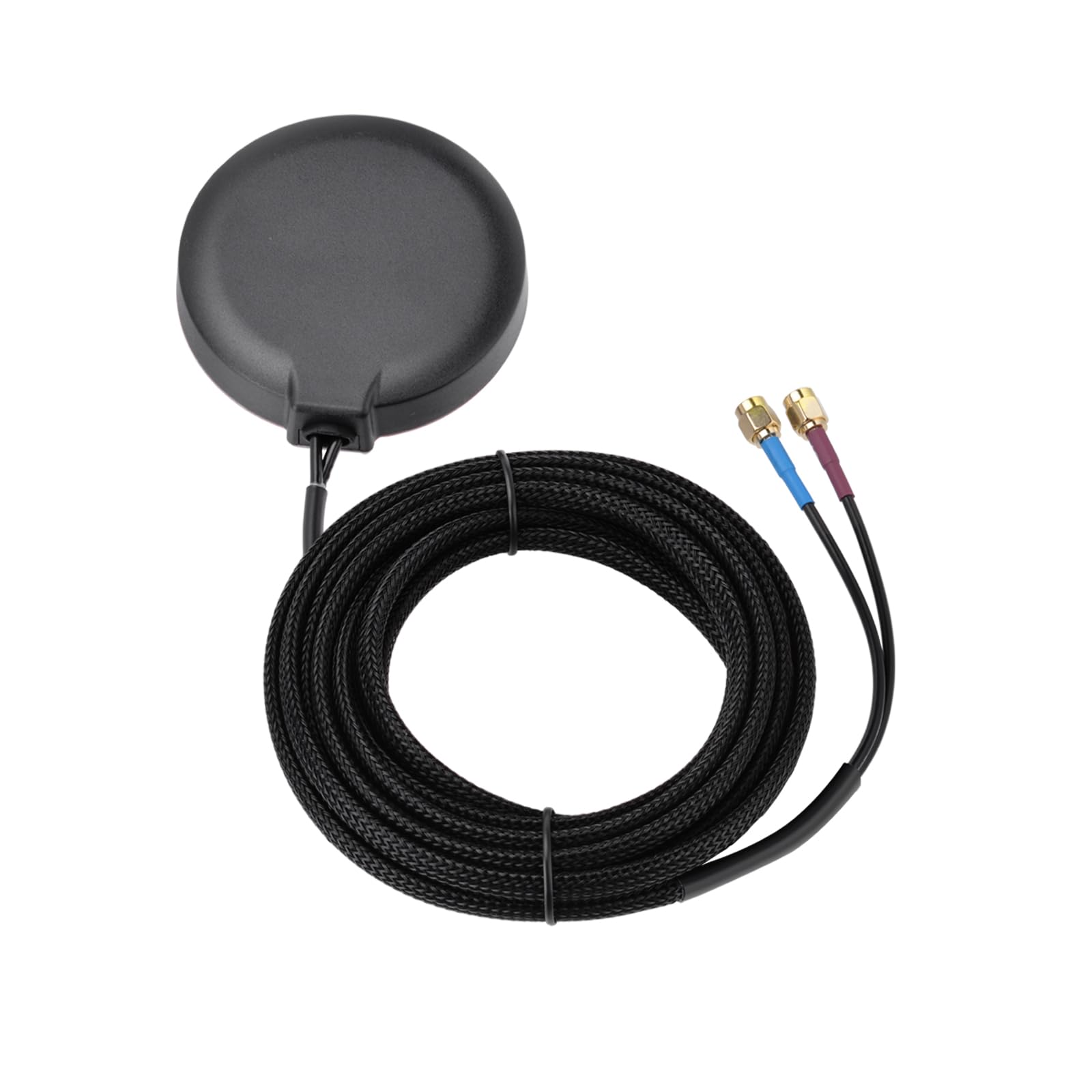 Superbat Antenne GPS + 4G LTE Voiture Magnétique avec Double Connecteur Mâle SMA Compatible avec Les Systèmes Télématiques pour Voiture, Les Routeurs 4G LTE et Les Amplificateurs de Signal Mobile