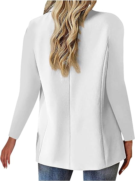 Blazers Femme Chic et Élégant Veste Blazer Couleur Unie Bouton Grandes Tailles Manches Longues Classique pour Bureau Travail Soirées Décontractées Tailleur Femme Slim Fit Veste Manteau - 3
