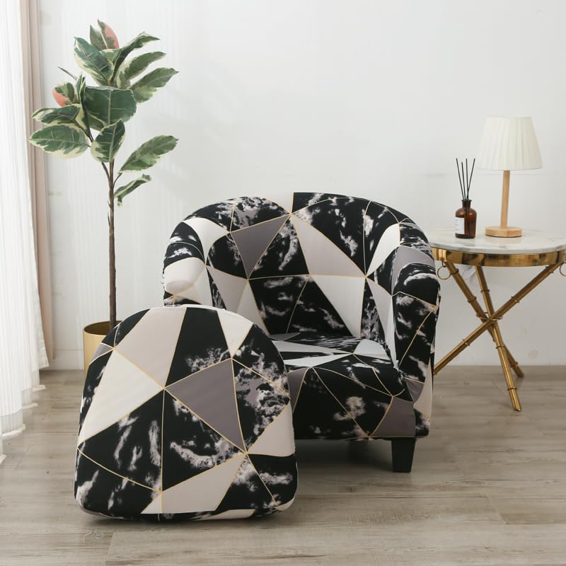 FANSU Copripoltrona Chesterfield Elasticizzato 1 Posto, 2-Pezzi Elegante Fiori Stampa Copridivano Club, Fodere Coprisedia da Cocktail Tub Chair per Bar Camera da Letto, Universale (Iride Beige