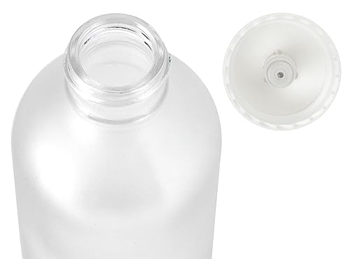 Miniatura 5 de JUVITUS Botella redonda Boston de vidrio transparente esmerilado de 4 onzas 4.1 fl oz con bomba de tratamiento blanca (paquete de 24) contenedores