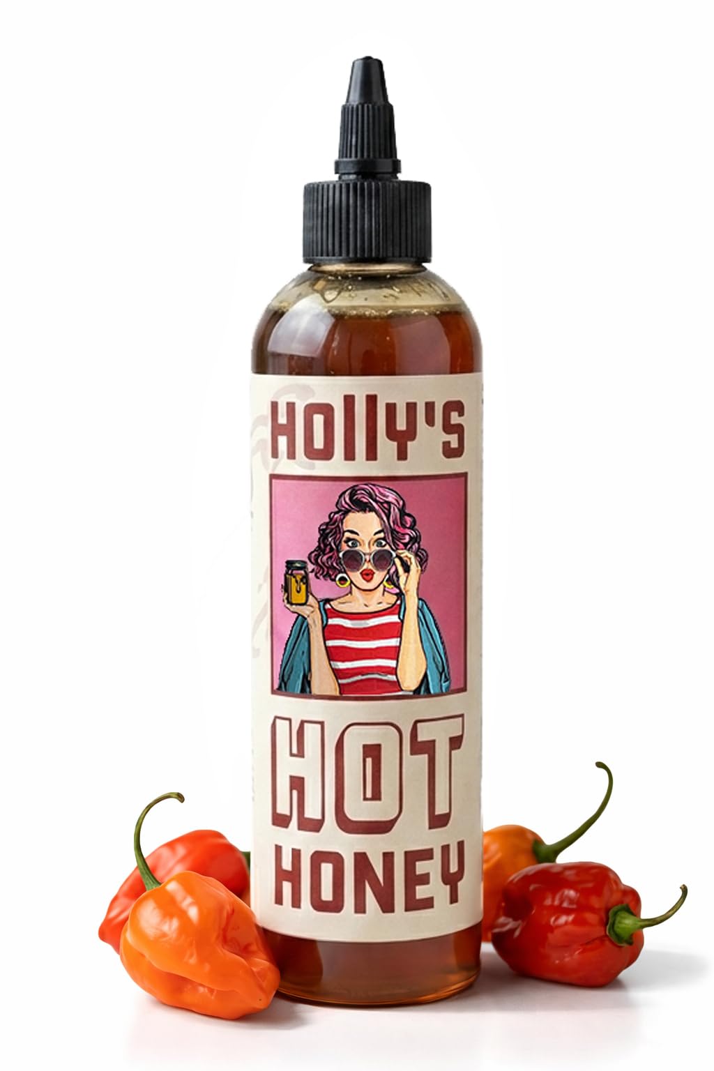 Holly’s Hot Honey – Das Original aus der Top-Gastronomie - Scharfer Honig mit echten Habanero Chili (355g) – Der perfekte Pizza-Kick – Holly's Hot Products