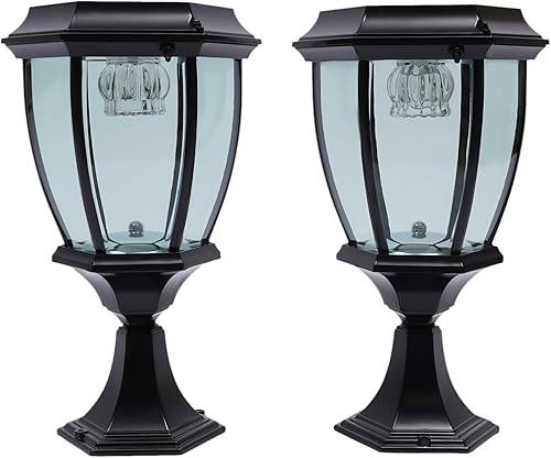 Lámpara solar para poste de luz, luz LED impermeable para patio al aire libre, lámpara de paisaje con vidrio transparente, luces de poste exterior