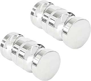 2PCS Shower Glass Door Solid Handles, Double-Sided Bathroom Pull Knobs, Chrome Plated Aluminium Alloy Replacement Handles for Groove Glass Doors