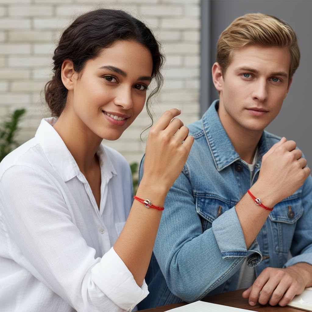 Red/Black/Pink String Bracelet for Protection and Good Luck, Adjustable Handmade Rope Bracelet with Gold/Silver Trinity Ring, Karma Friendship Bracelet for Women Men, Lucky Amulet Gift - Image 3