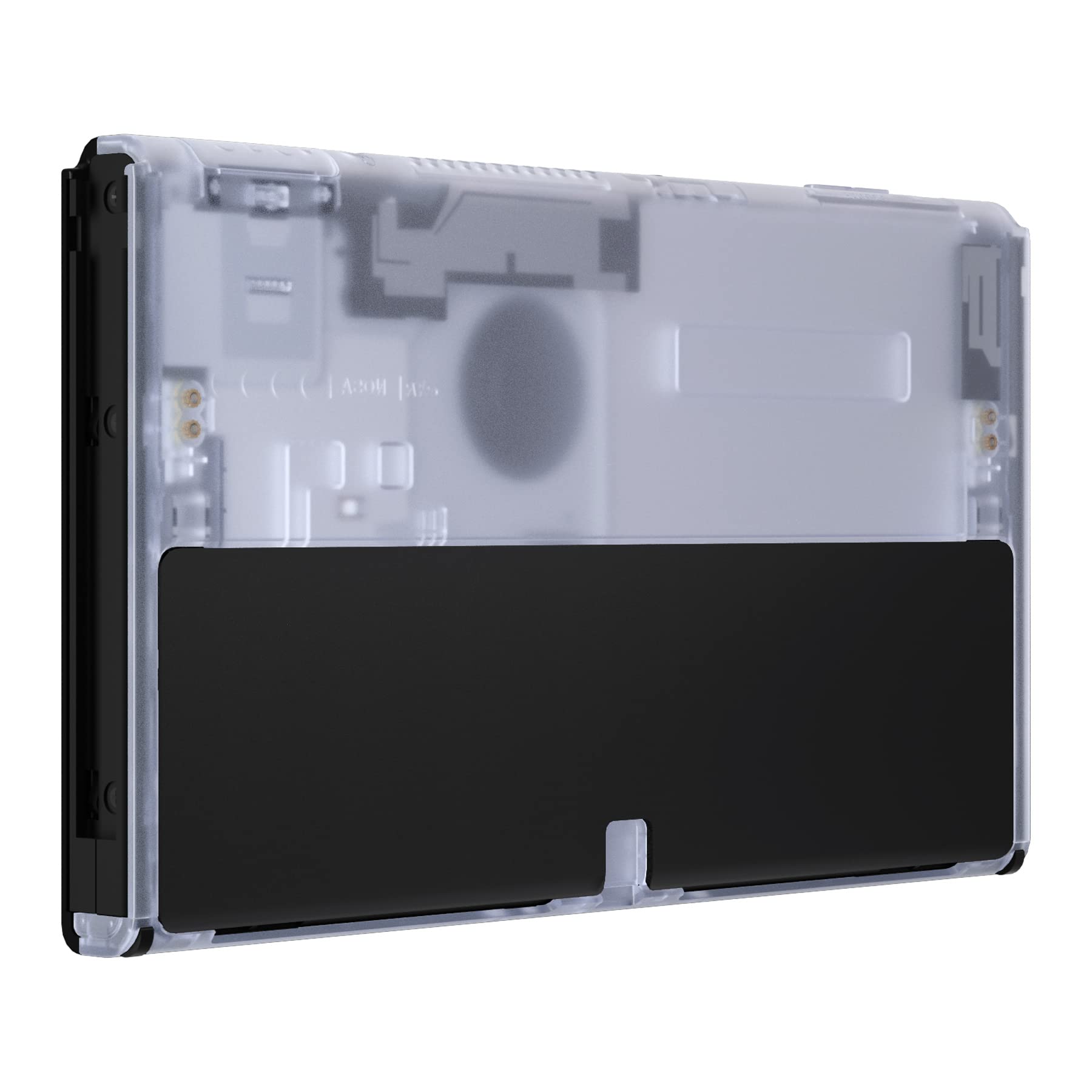 eXtremeRate Cover Console Ricambio per Nintendo Switch OLED,Custodia Posteriore Scocca Shell Ricambio per NS Switch OLED Console(Non Include Supporto)-Trasparente Blu Ghiacciaio
