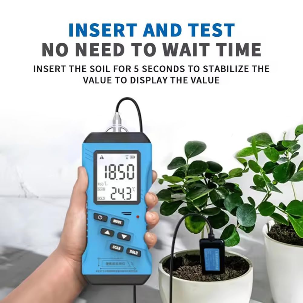 Tester del Terreno Multifunzione 7 in 1 - Tester di fertilità del Terreno con Test di Temperatura, umidità, conducibilità, PH, azoto, fosforo e potassio Tester del Terreno NPK