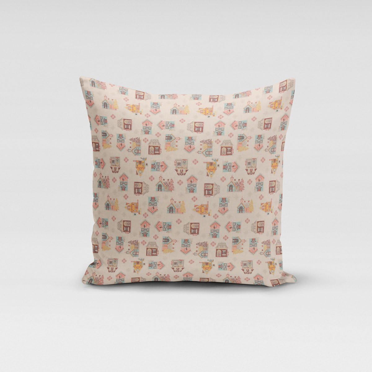 Belle vie. Housse de coussin de Noël Maison Naturel Rose Bleu Rouge Jaune Différentes tailles Housse de coussin Taille : 80 x 80 cm (H x L)