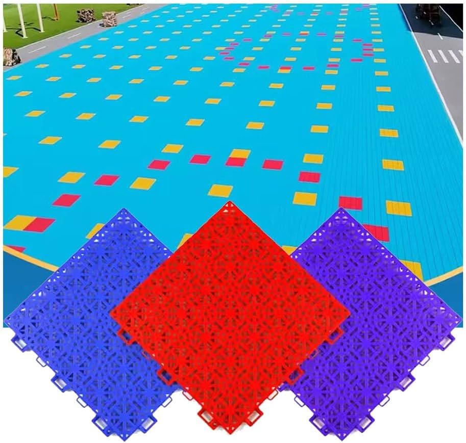 Floor Tiles Indoor Outdoor DIY PP Sports Floor mats, Modular Interlocking Floor Tiles for School/Kindergarten/Playground/Basketball Court，Green3 1PCS