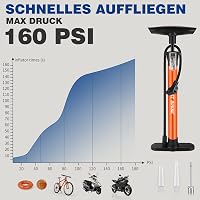 WESTGIRL Kerékpár Pumpa 11 Bar / 160 PSI - Univerzális Padlópumpa Minden Szelephez - Országúti, Hegyi és E-Bike Kompatibilis Fém Légpumpa Ad 9