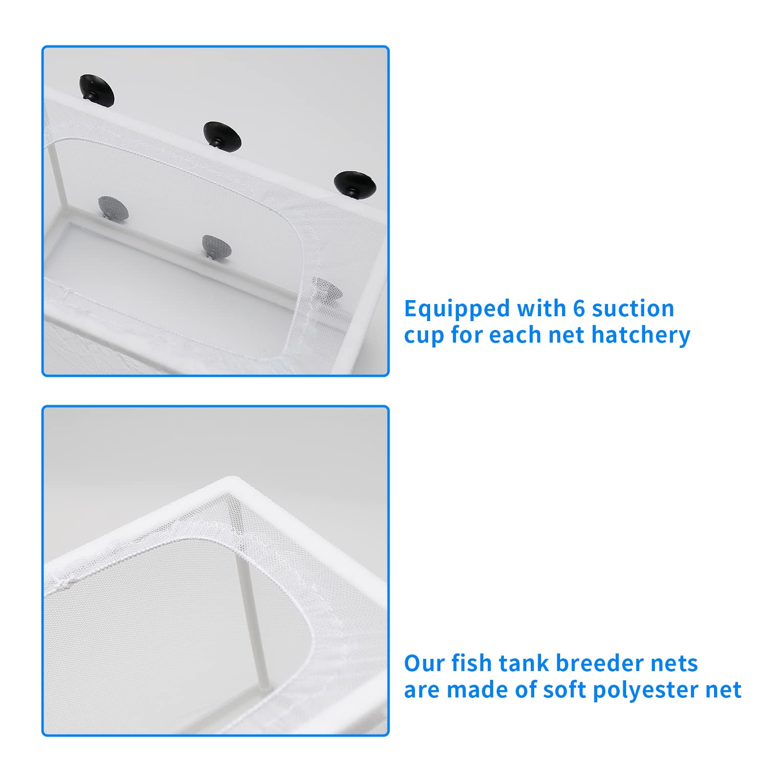 Anxingo 2 Pack Fish Tank Breeder Net,Fish Isolation Breeding Hatching Box, Plastic Frame Hatching Box Separation Net Breeding Box with Suction Cup for Aquarium : Pet Supplies