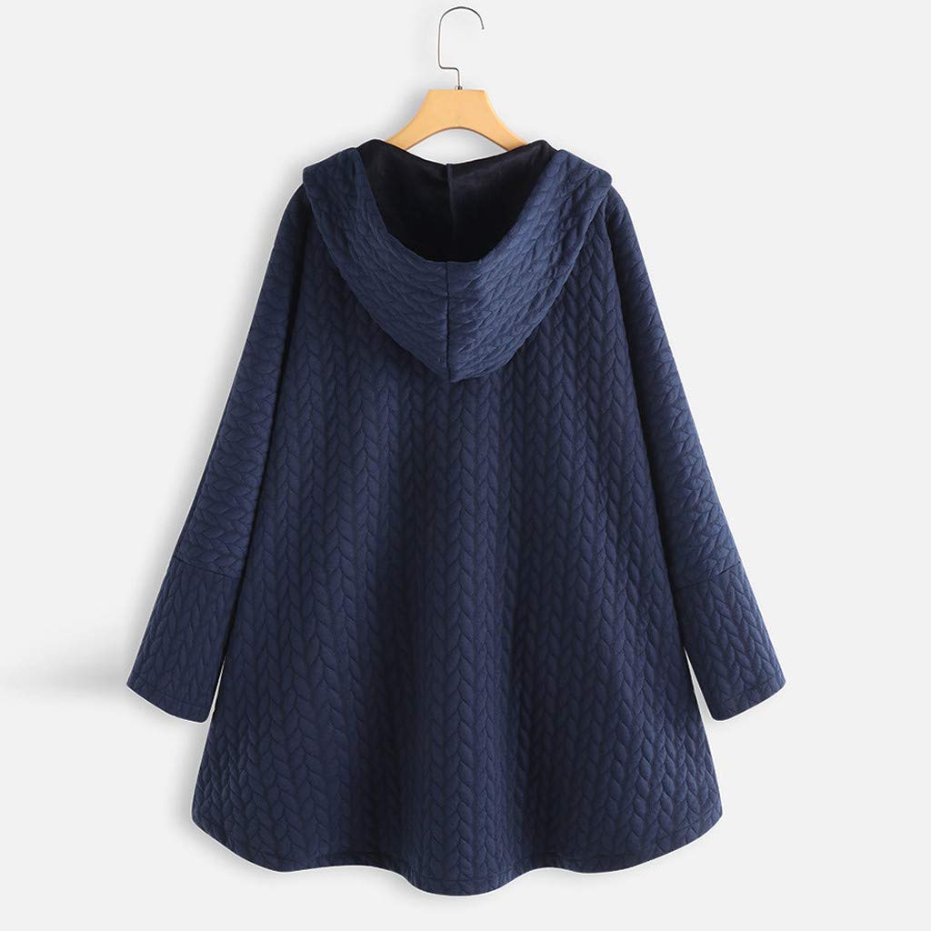 Chaqueta Mujer Invierno Abrigos De Cazadora Forro Polar，Abrigo femenino con capucha manga larga y bajo recto bolsillos laterales con botón diseño informal y talla grande para mujer