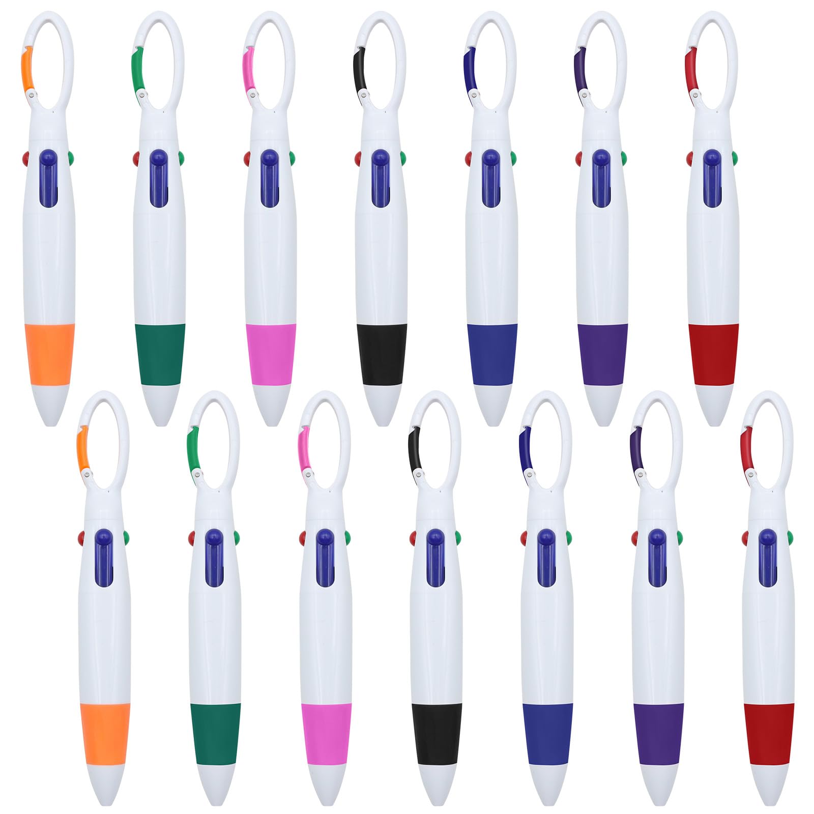 Scettar 14-Piece 4-Color All-in-One Pen with Buckle Keychain, Multicolor Writing Set for Office School, Students, Adults