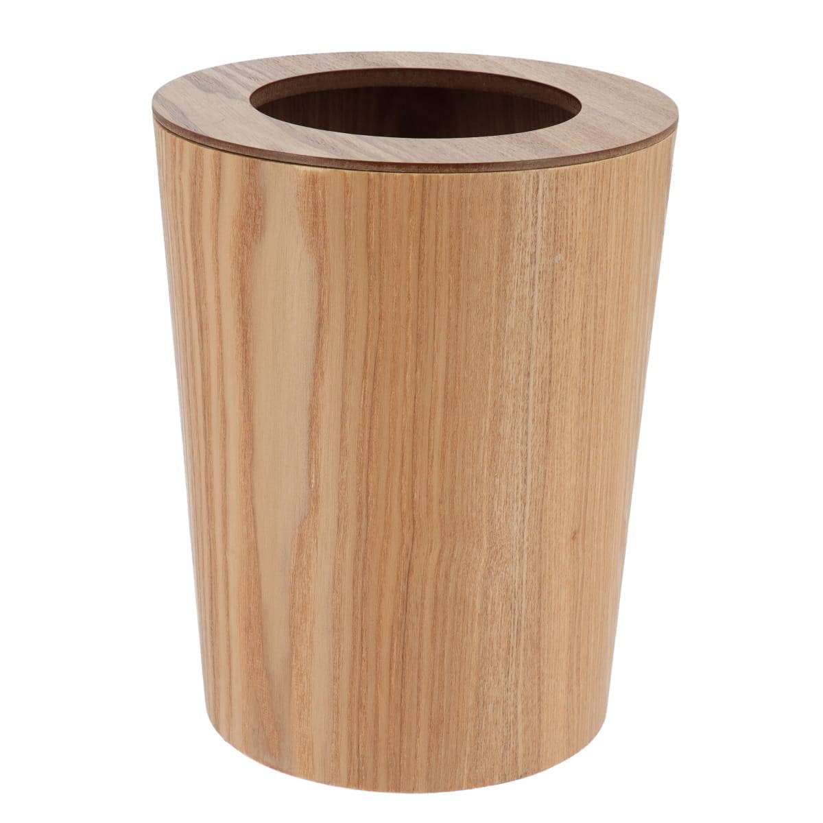 Tendance - Poubelle Bois Façon chene 9l - Bois Naturel - Salle de Bain - Poubelles et Brosses WC