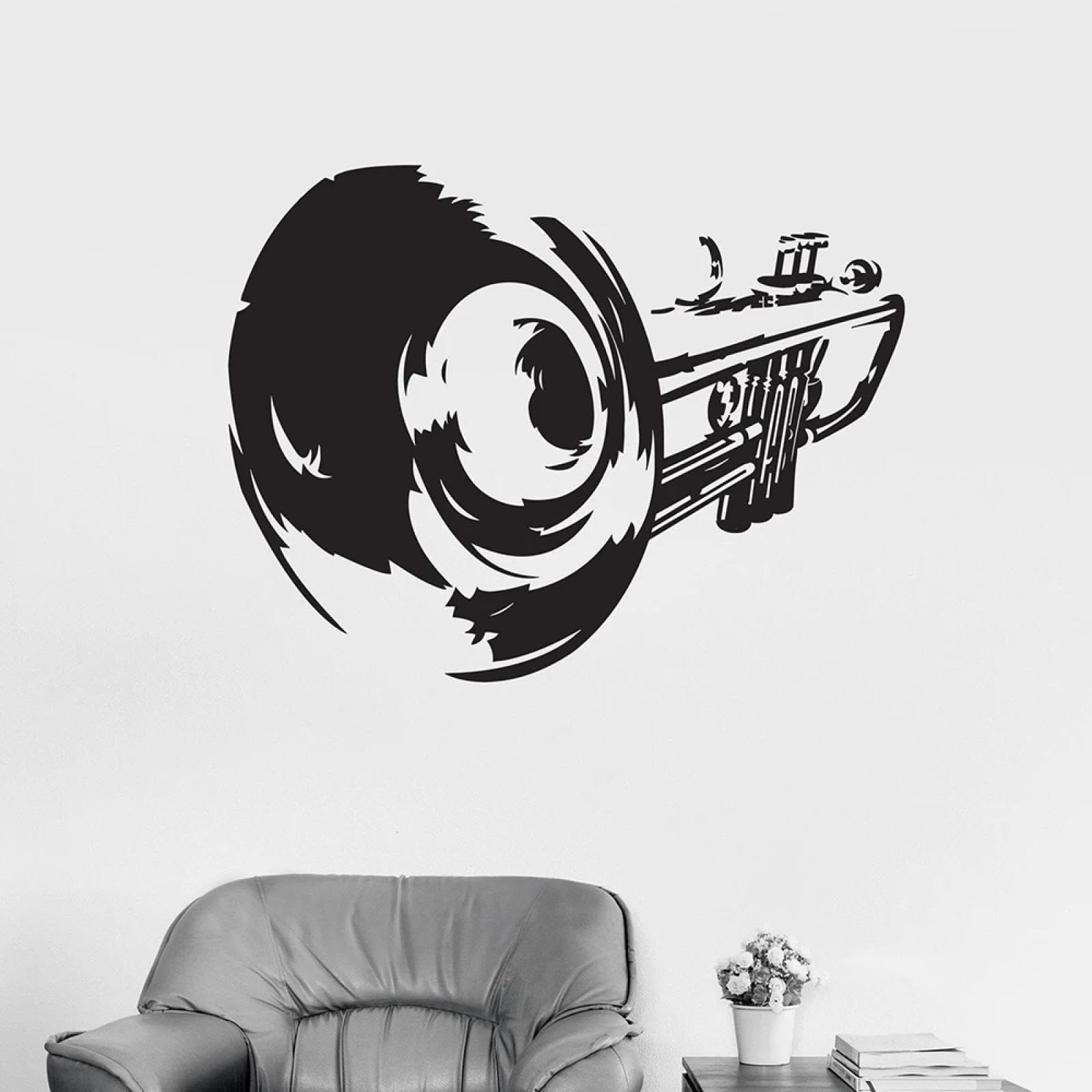 WEIMEIJIE Trumpet Silhouette Vinyl wall Decal, Music Art Decoration, Bedroom/Teenage Room Fun wall Decal.