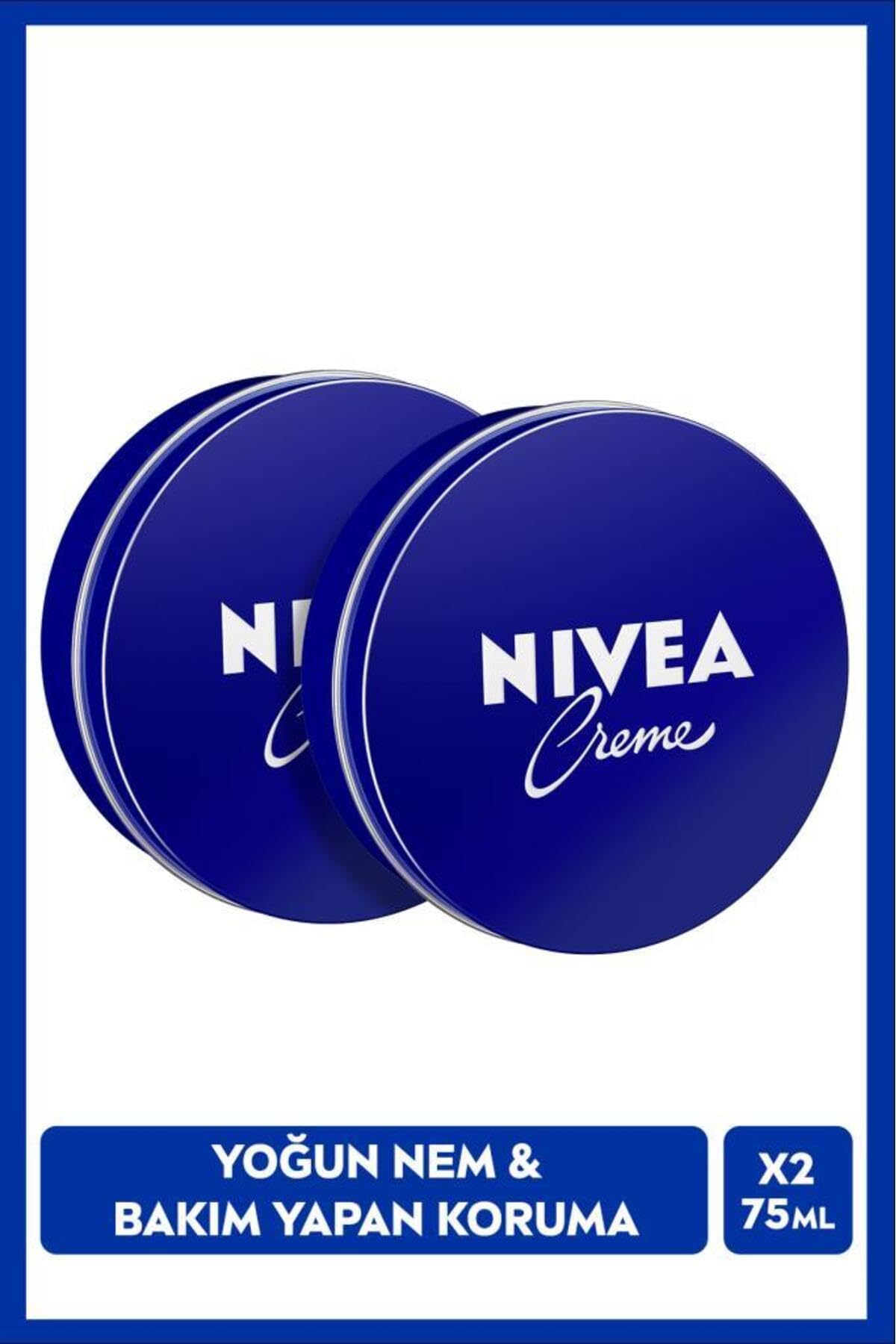 NIVEA Creme 75ml, Yoğun Nemlendirici, Bakım Yapan Koruma, Eucerit, Yumuşak Cilt, El Yüz Vücut, X2 Adet