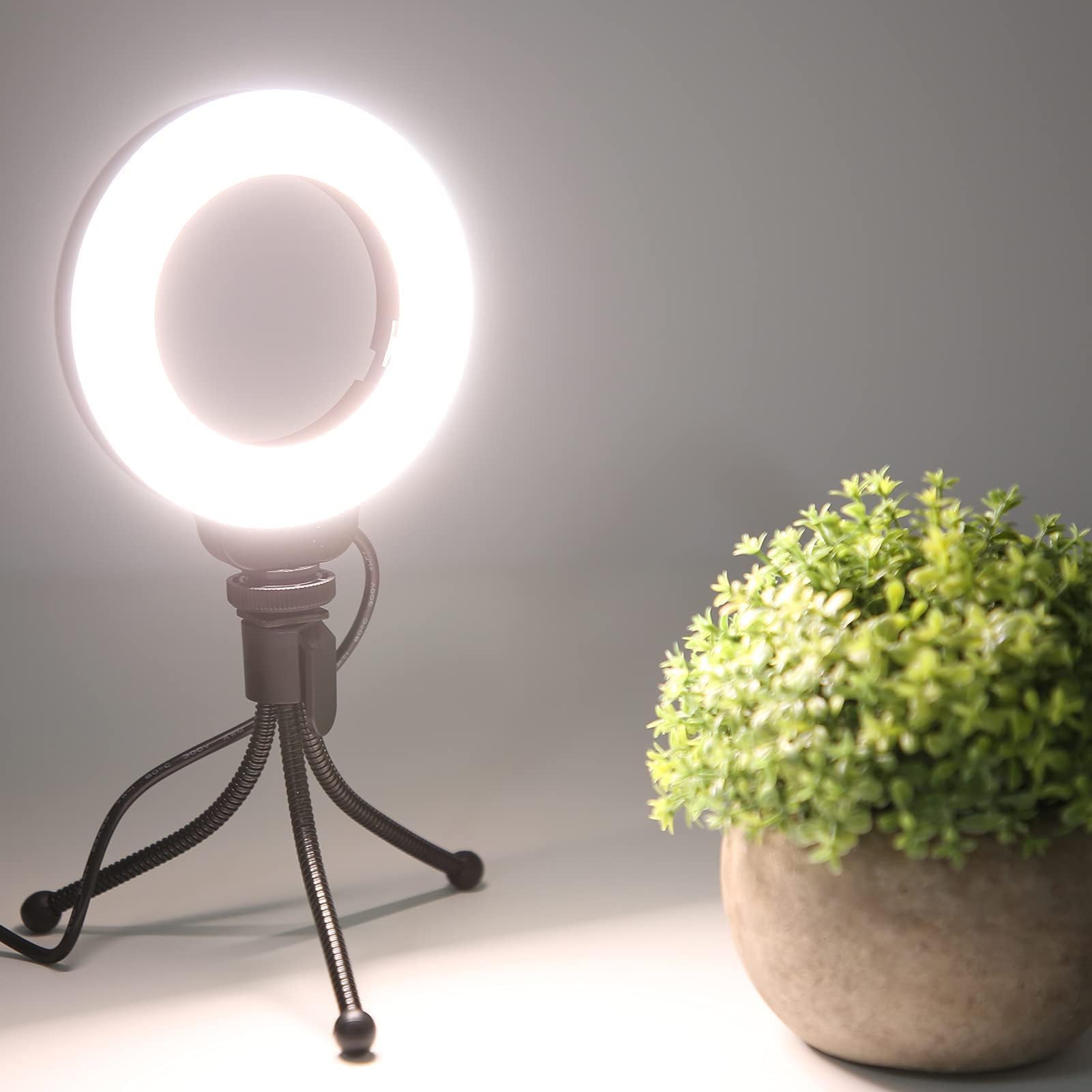 4 Pollici 48led Luce Anulare Con Stativo, Luce per Videoconferenza USB Vlog Fill Lamp Desktop Selfie Ring Light Con Treppiede per Trucco/Vlog/Computer/Laptop/Live Streaming/Videochiamata