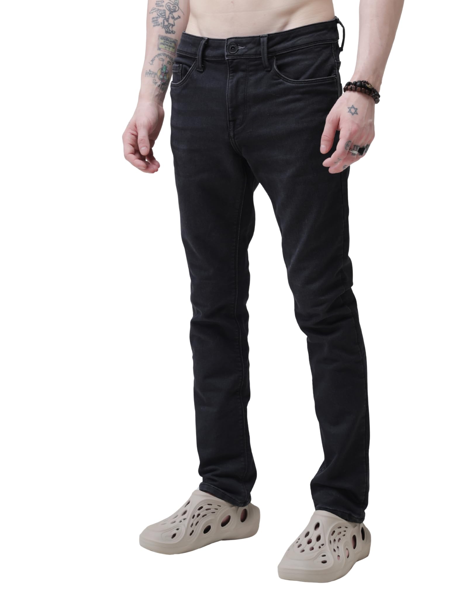 turms Men's Black Solid Mid Rise Stretchable Adventure Comfort Denim Pant Cotton Rich Jeans 30 Days No Wash Tailored Fit Casual Wear, Anti Stain Anti Odor Breathable (Available in Plus Sizes)-picture-23