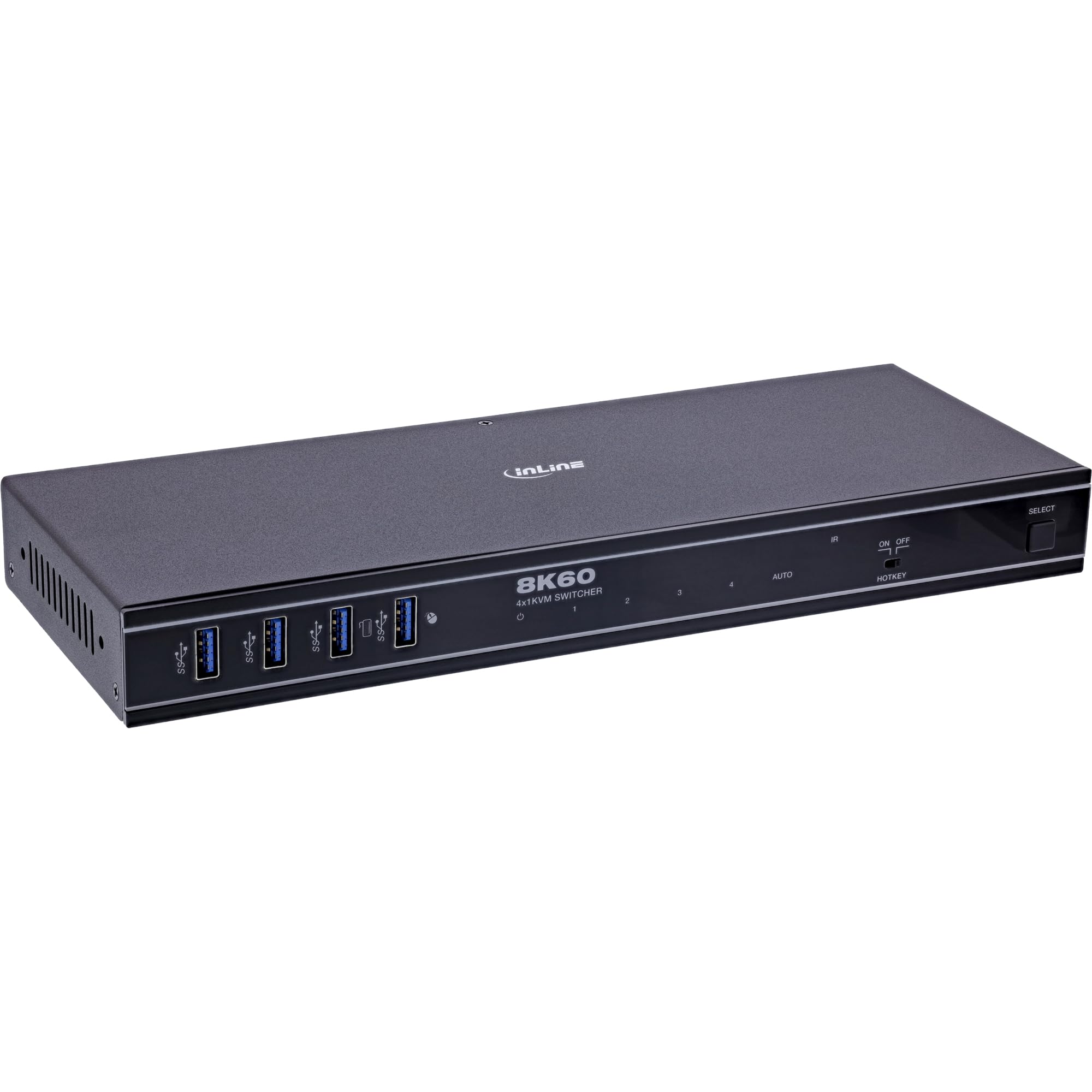 InLine KVM Switch 4-Fach HDMI 2.1, 8K@60Hz, USB 3.2, HDR10+, Dolby Atmos, IR & Hotkey Steuerung, RS-232, HDMI Umschalter für 4 PCs, 57885D